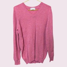 Hawick Knitwear Mens 100% Lambswool Jumper Long Sleeve V Neck Small Pink 