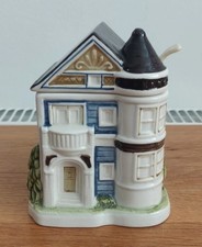 Vintage Otarigi Victorian House Sugar Bowl With Lid And Spoon Japan