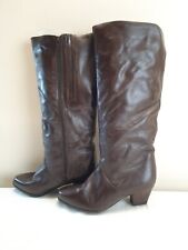 Real Leather Boots Ladies Womens Size 3 EU 36 Brown Knee Leather Boot