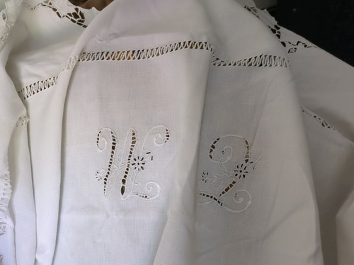Vintage french linen sheet - vintage,