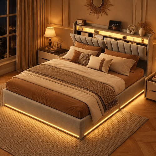 4ft6 double ottoman bed - double,