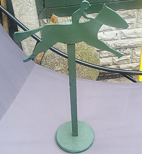Green metal horse rider - green,