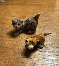 Hagen Renaker Vintage Miniature Puppy Dog Beagle & Kitten Tabby Cat Collectibles