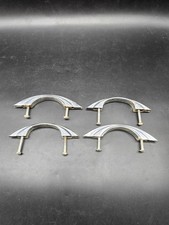 Set Of 4  Vintage Drawer Handles Cupboard Handles Mid Cen Stainless Steel 11.5cm