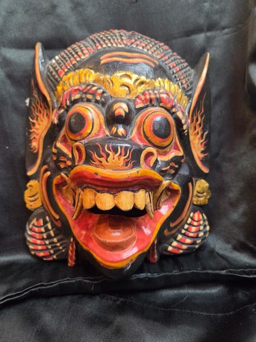 Hand carved wood mask - wood,