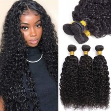 #1B Curly Bundles Human Hair 1/3/4 Bundles Brazilian Remy Virgin Hair Extensions