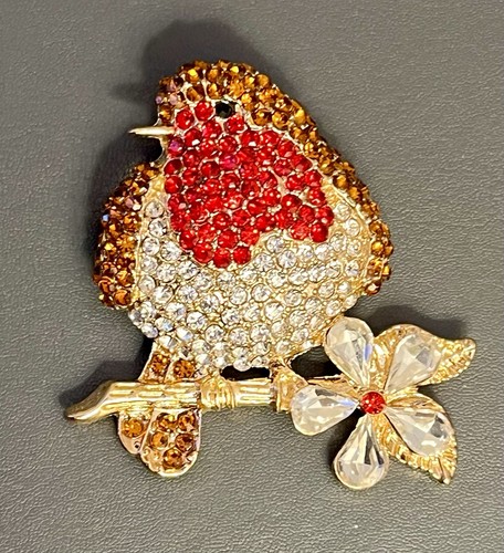 Robin bird rhinestone - robin, crystal
