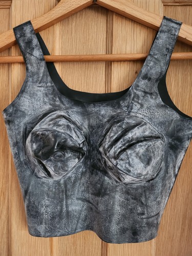 New latex rubber bra top - top, with
