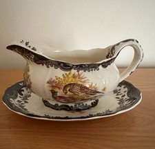 Royal Worcester Palissy Game Series -Gravy Boat & Stand. DUCK, PHEASANT, GROUSE