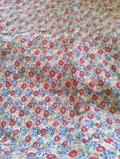 French Cotton Throw Linen Back With Blue Trim Very Old Fabric VGC 83cm X 96cm