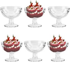 Glass Dessert Bowls 6 Pieces Set Ice Cream Fruits Sundae Trifle Pudding Glasses