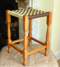 Wooden stool plant stand Vintage 1970s MId Century