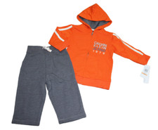 Calvin Klein Jeans Zip Hoodie Pants Outfit Set Orange Gray Baby Boys 12M 24M NWT