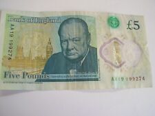 AA19 Bank Of England £5 Five Pound Note THE QUEEN Plastic/Polymer AA19 199274
