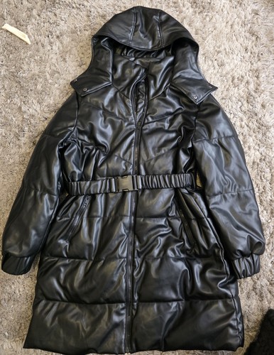 Women wet look puffer coat - wet,