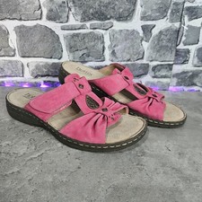 Hotter Shoes Ladies Size 7.5 UK Evie Open Toe Sandals Nubuck Pink Mules  EU 41.5