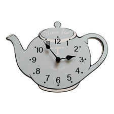 Jones Clocks Tea Pot Wall Clock Time For T Blue Quartz - Preloved GC