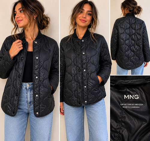Mango womens black quilted - xs,
