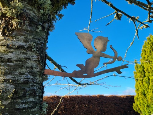 Metal cupid with bow branch - metal,