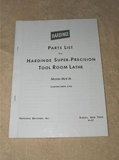 Hardinge HLV-H Toolroom Lathe Parts List