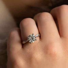 1.00 Ct Lab Grown CVD Diamond Solitaire Ring 14K Solid White Gold