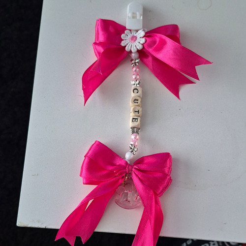 Pink beaded personalised pram - pink,