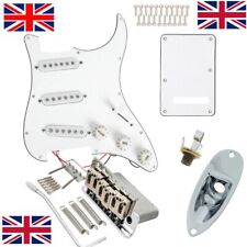 Guitar Parts Kit WHITE Electronics Plate Pickups Knobs + Tremolo Bridge Strat UK