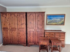 Ducal Pine Triple Wardrobe, Double Wardrobe, Chest of Drawers & 2 Bedside Tables