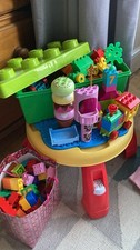 Lego Duplo And ELC Bricks And Table Includes ABC Train Princess Castle Batman