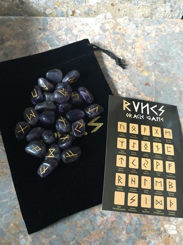 Hand engraved crystal runes - crystal,