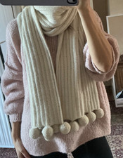 Ted Baker Cream Pom Pom Scarf