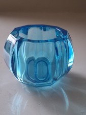 Kingfisher Blue Glass Candle Holder For Tealight