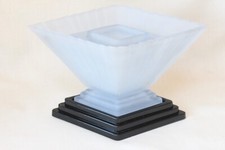 Art Deco Frosted Blue Glass 3 Piece 'Wyndham' Vase by Bagley