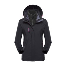 2pc in 1 Womens Waterproof Jacket Hooded Outdoor Ladies Rain Coat Hiking Camping