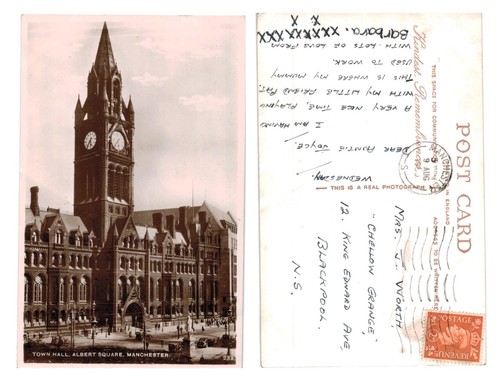 Vintage postcard town hall - vintage,
