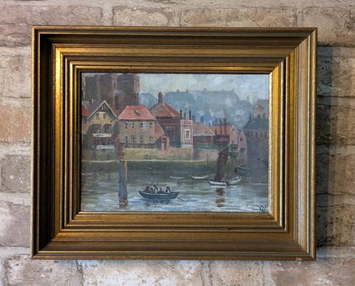 Victorian oil painting whitby - painting,