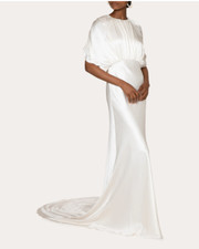 BNWT £2295 Roksanda Fiona draped washed silk gown in off white. Size UK 10