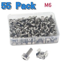 Heavy Duty Rack Fixing Set M6 Chrome Cage Nuts/Bolts & Metal Washers [55 Pack]