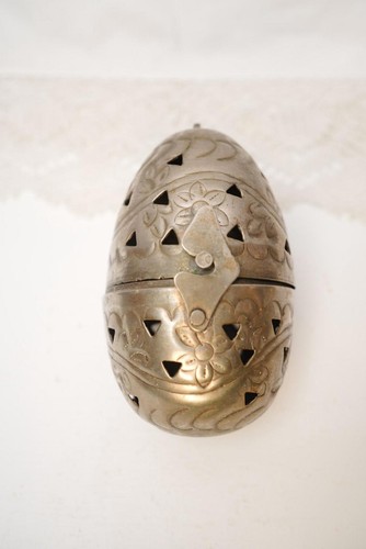 Vintage metal egg incense - vintage,
