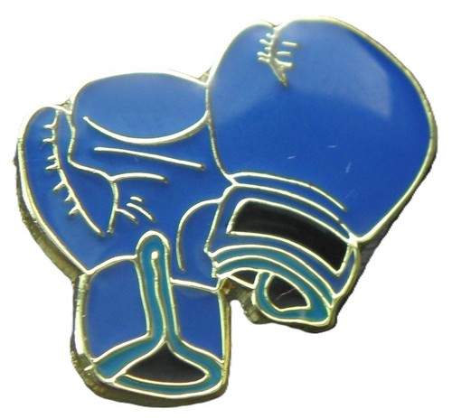 Blue boxing gloves pin badge - blue,