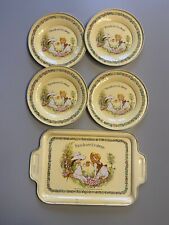 Vintage 70s Holly Hobbie Designs Tin Plates Tray -part Tea Set Kids Play Kitchen