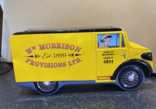 WM Morrisons Novelty Delivery Truck Biscuit Tin (Empty) With Roof Opening Panel 