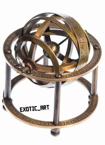Antique brass armillary - brass, sphere