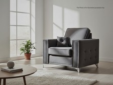 Grey Velvet Armchair Full Back