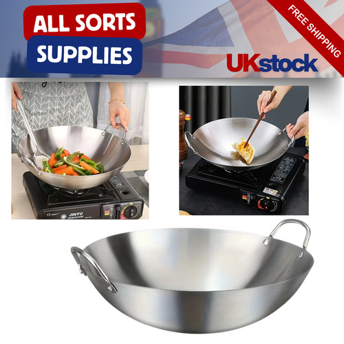 Large stainless steel wok - large,