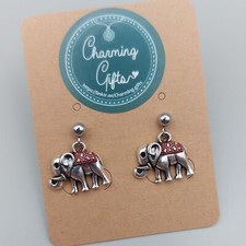 Hand-Painted Red Elephant Stud