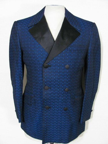 Vintage metallic blue brocade - vintage,