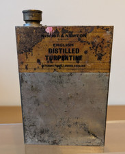 1930s Vintage Empty Winsor & Newton English Distilled Turpentine Tin - Prop etc