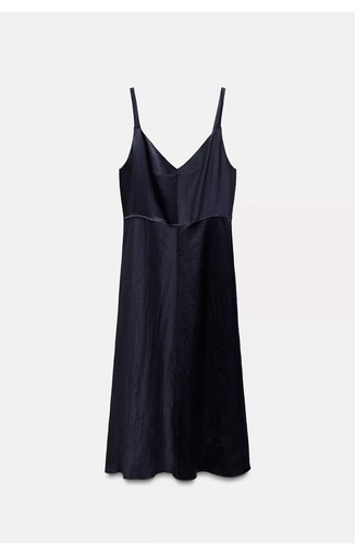 Satin navy dress zara - satin,
