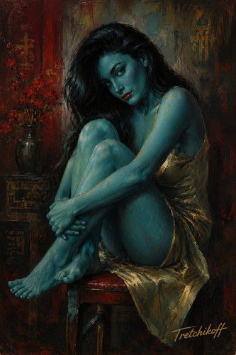 Melancholy teal muse - melancholy,